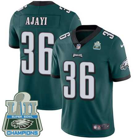 Men's Nike Eagles #36 Jay Ajayi Midnight Green Team Color Super Bowl LII Champions Stitched Vapor Untouchable Limited Jersey